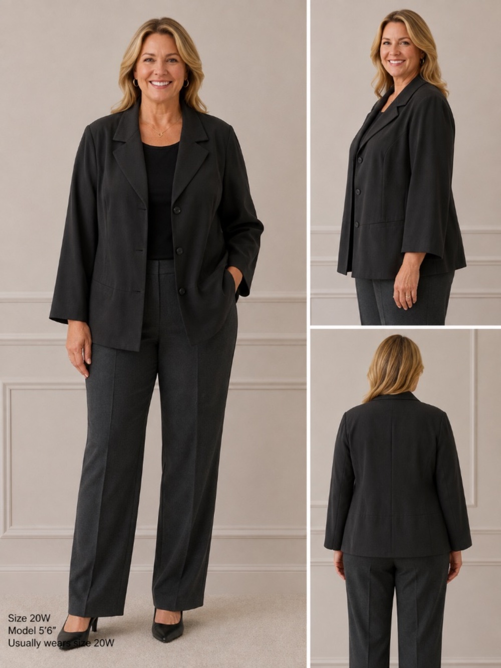 Talbots Woman Black Blazer Jacket Size 20W Plus Size Career Professional